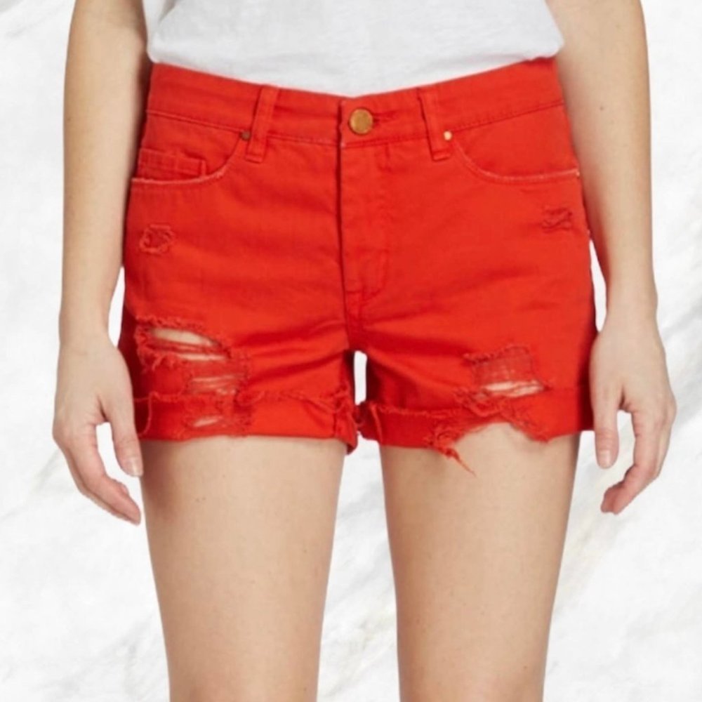 Blank High Rise Distressed Look Red Shorts Size 28"